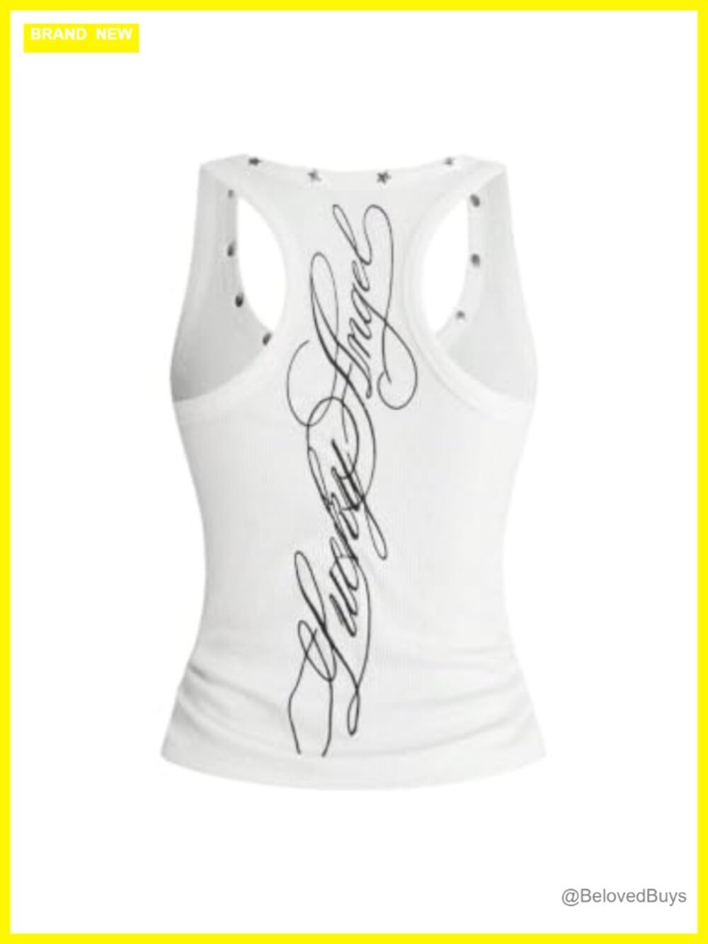 Women's Y2k Graphic Studded Racerback Crop Tank Top Sleeveless Scoop Neck